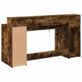 Bureau et lumières LED chêne fumé 160x55x91cm bois d'ingénierie
