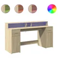 Bureau avec lumières LED chêne sonoma bois d'ingénierie