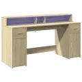 Bureau avec lumières LED chêne sonoma bois d'ingénierie