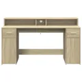 Bureau avec lumières LED chêne sonoma bois d'ingénierie