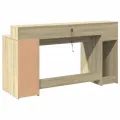 Bureau avec lumières LED chêne sonoma bois d'ingénierie