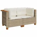 Canapés d'angle de jardin et coussins 2pcs beige résine tressée