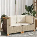 Canapés d'angle de jardin et coussins 2pcs beige résine tressée