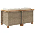 Canapés d'angle de jardin et coussins 2pcs beige résine tressée