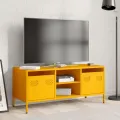 Meuble TV jaune moutarde 101,5x39x43,5 cm acier laminé à froid