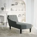Fauteuil long avec coussin et accoudoir droit gris foncé tissu