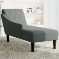 Fauteuil long avec coussin et accoudoir droit gris foncé tissu