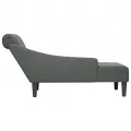 Fauteuil long avec coussin et accoudoir droit gris foncé tissu