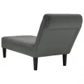 Fauteuil long avec coussin et accoudoir droit gris foncé tissu