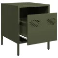 Table de chevet vert olive 35x39x43,5 cm acier