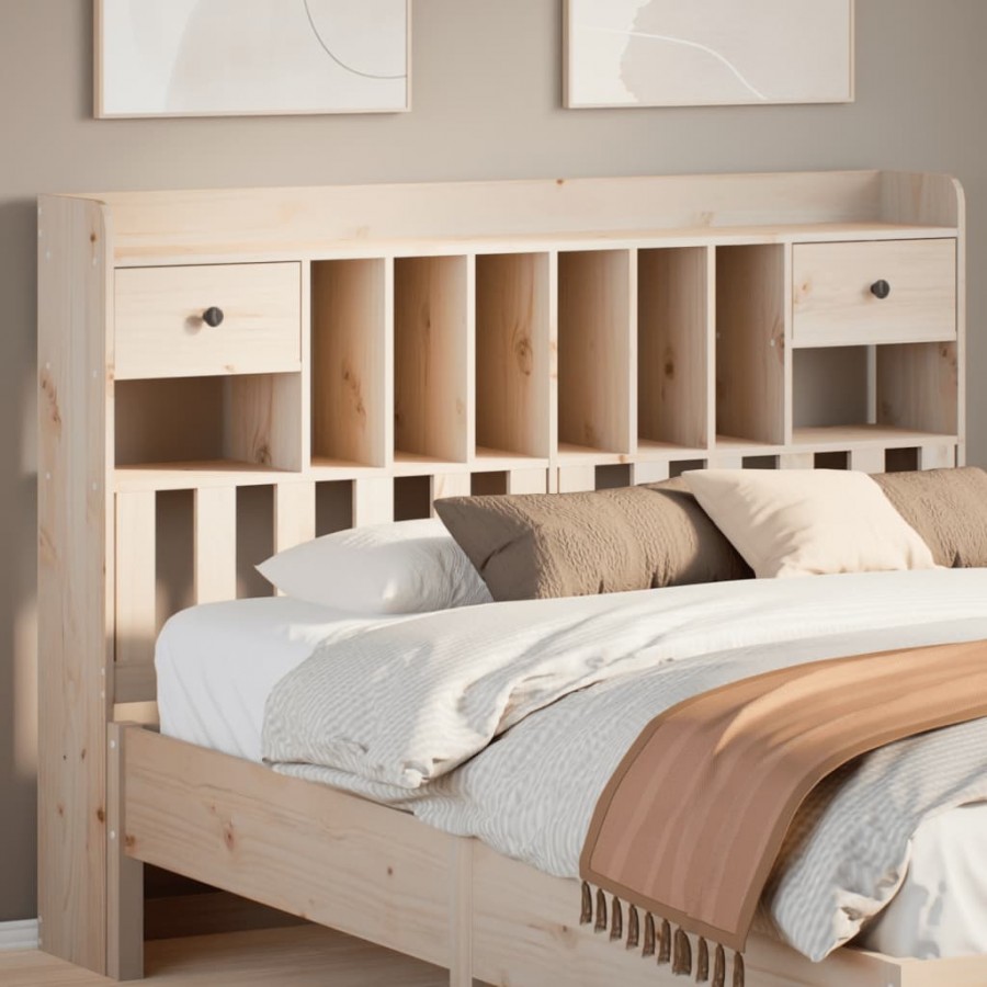 Tête de lit avec rangement 140 cm bois massif de pin