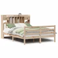 Lit bibliothèque sans matelas 140x200 cm bois massif de pin