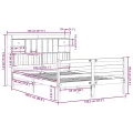 Lit bibliothèque sans matelas 140x200 cm bois massif de pin