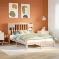 Lit bibliothèque sans matelas 140x200 cm bois massif de pin
