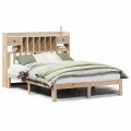 Lit bibliothèque sans matelas 140x200 cm bois massif de pin