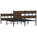 Cadre de lit en métal sans matelas chêne marron 160x200 cm