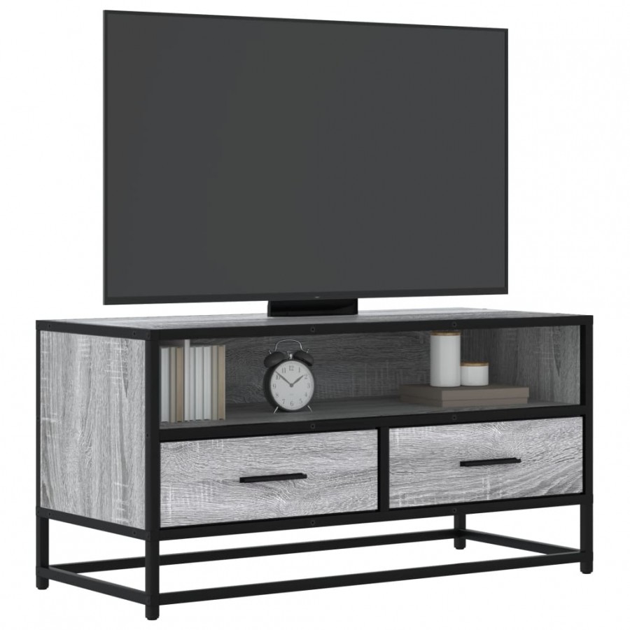 Meuble TV sonoma gris 80x34,5x40 cm bois d'ingénierie et métal