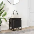 Boîte de rangement avec couvercle noir bois d'ingénierie