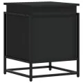 Boîte de rangement avec couvercle noir bois d'ingénierie