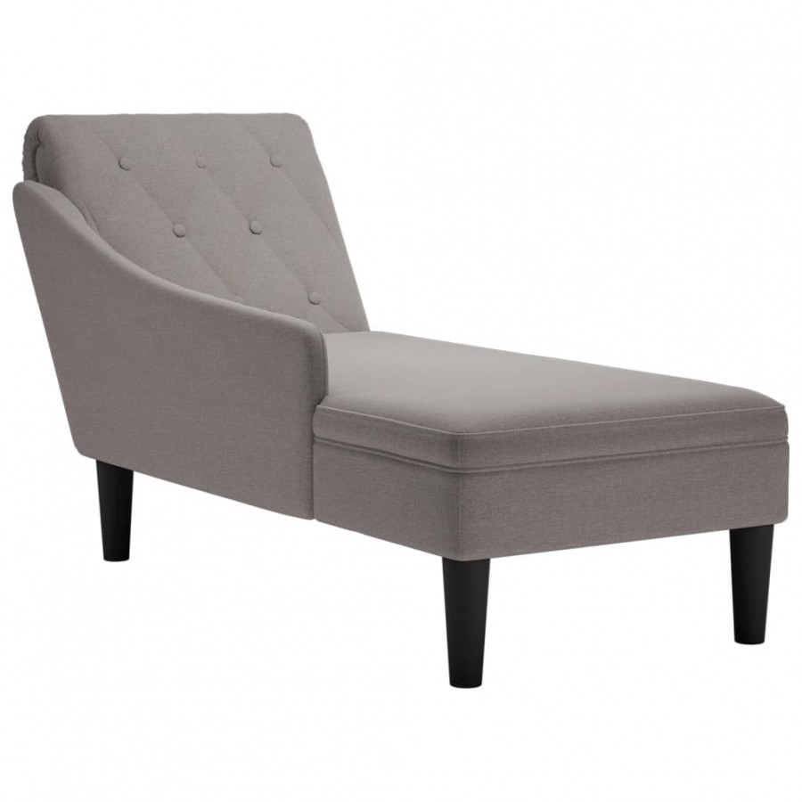 Fauteuil long avec coussin et accoudoir droit taupe tissu