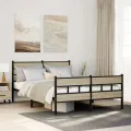 Cadre de lit en métal sans matelas chêne sonoma 135x190 cm