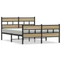 Cadre de lit en métal sans matelas chêne sonoma 135x190 cm