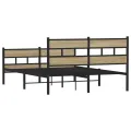 Cadre de lit en métal sans matelas chêne sonoma 135x190 cm