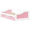 Lit de jour et 2 tiroirs sans matelas IRUN blanc rose 90x200 cm