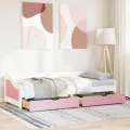 Lit de jour et 2 tiroirs sans matelas IRUN blanc rose 90x200 cm