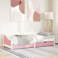 Lit de jour et 2 tiroirs sans matelas IRUN blanc rose 90x200 cm