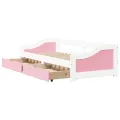Lit de jour et 2 tiroirs sans matelas IRUN blanc rose 90x200 cm