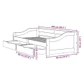 Lit de jour et 2 tiroirs sans matelas IRUN blanc rose 90x200 cm