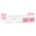 Lit de jour et 5 tiroirs sans matelas IRUN blanc rose 90x200 cm
