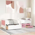 Lit de jour et 5 tiroirs sans matelas IRUN blanc rose 90x200 cm