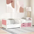 Lit de jour et 5 tiroirs sans matelas IRUN blanc rose 90x200 cm