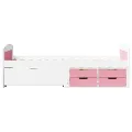 Lit de jour et 5 tiroirs sans matelas IRUN blanc rose 90x200 cm