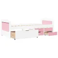 Lit de jour et 5 tiroirs sans matelas IRUN blanc rose 90x200 cm