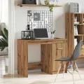 Bureau chêne artisanal 100x50x76 cm bois d'ingénierie