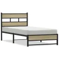 Cadre de lit en métal sans matelas chêne sonoma 107x203 cm