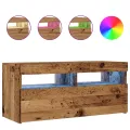 Meuble TV avec lumières LED vieux bois bois d'ingénierie
