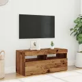 Meuble TV avec lumières LED vieux bois bois d'ingénierie