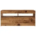 Meuble TV avec lumières LED vieux bois bois d'ingénierie