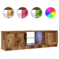 Meuble TV avec lumières LED vieux bois bois d'ingénierie