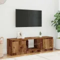 Meuble TV avec lumières LED vieux bois bois d'ingénierie