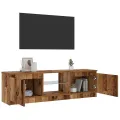 Meuble TV avec lumières LED vieux bois bois d'ingénierie