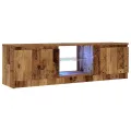 Meuble TV avec lumières LED vieux bois bois d'ingénierie