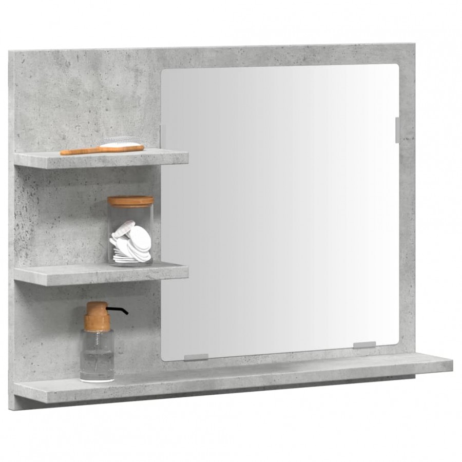 Étagère à miroir de salle de bain gris béton 60x10,5x45 cm