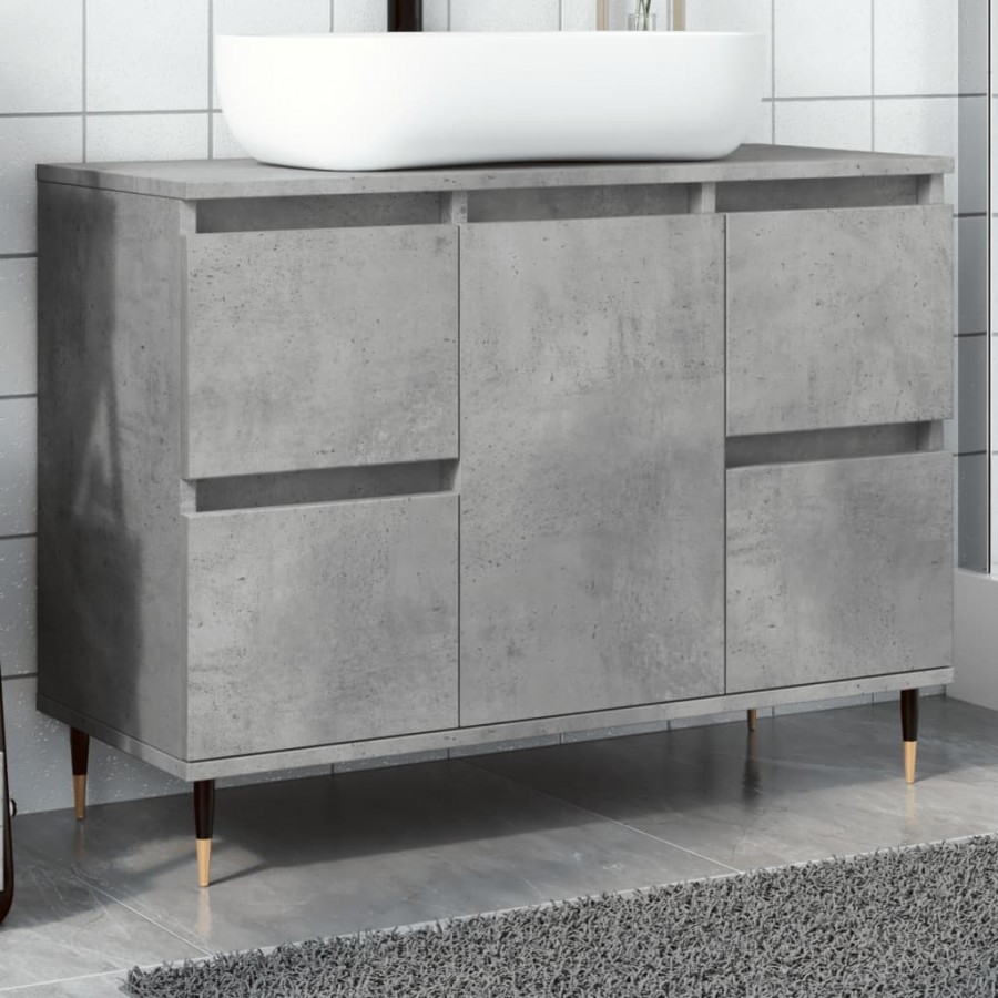 Armoire salle de bain gris béton 80x33x60cm bois d'ingénierie