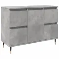 Armoire salle de bain gris béton 80x33x60cm bois d'ingénierie