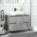 Armoire salle de bain gris béton 80x33x60cm bois d'ingénierie